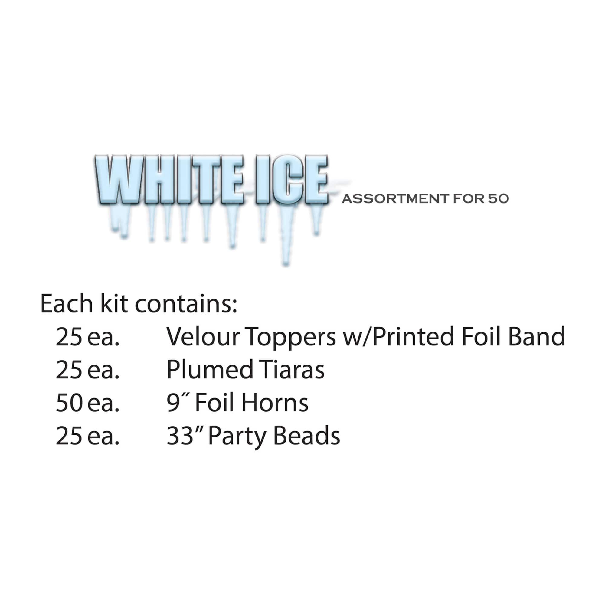 Beistle White & Silver New Year White Ice Party Favor Kit for 50